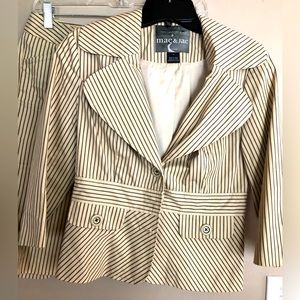 MAC & JAC Brown & Cream Pinstripe Shorts & Jacket  Size 2/4